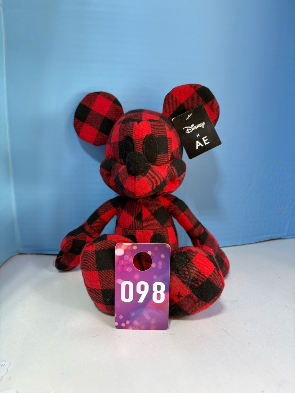 Disney x AÉ Red & Black Buffalo Plaid Mickey Plush